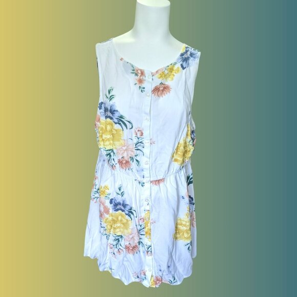 Floral sleeveless buttoned summer top - Picture 1 of 4